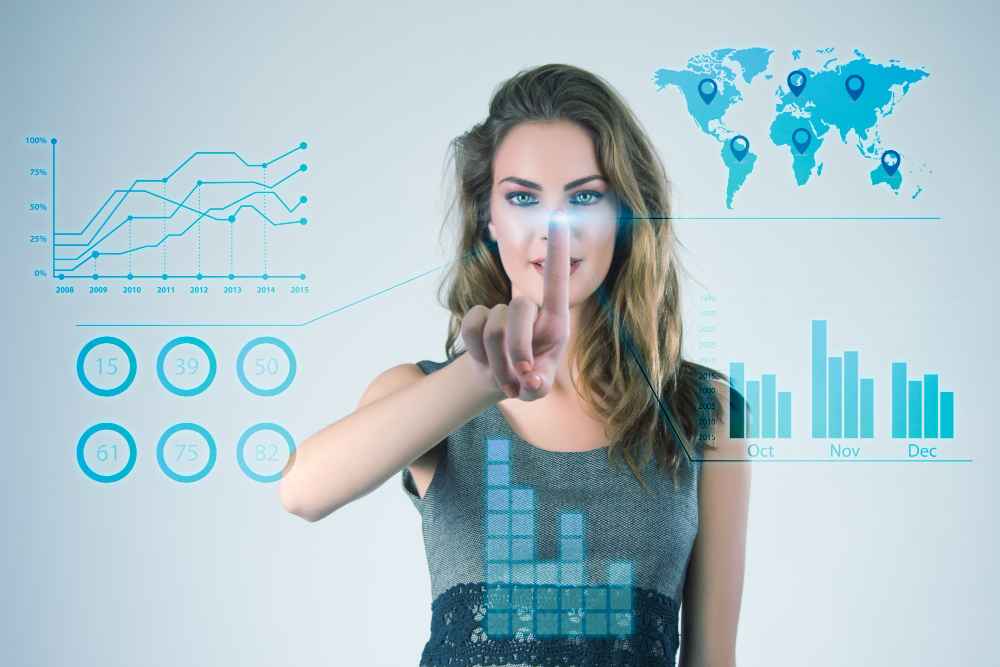 businesswoman working with modern virtual technologies hands touching screen 11zon